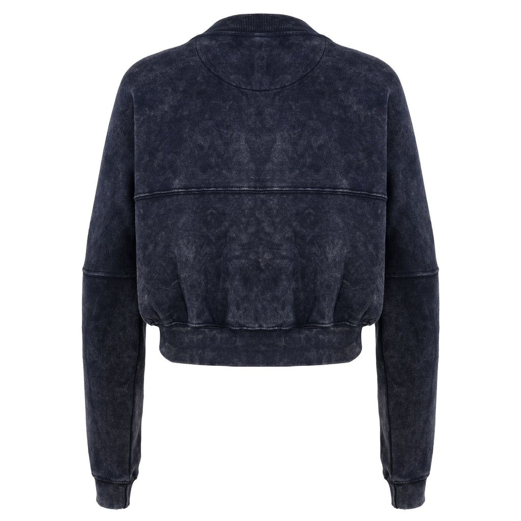 Women Acid Wash Crop Top Zip Tracksuit Straight Leg Joggers - Stylish Female Jacket