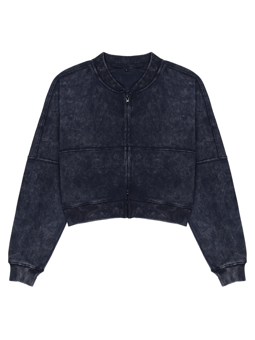 Women Acid Wash Crop Top Zip Tracksuit Straight Leg Joggers - Stylish Female Jacket